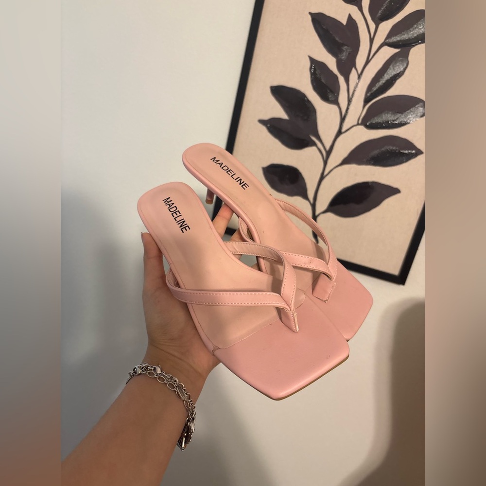 -SOLD-Madeline Blush Pink Square-Toe Slide Mules